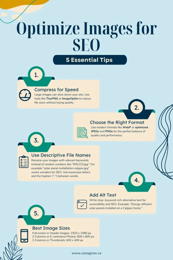 Infographic showing 5 essential tips for seo ai optimization.